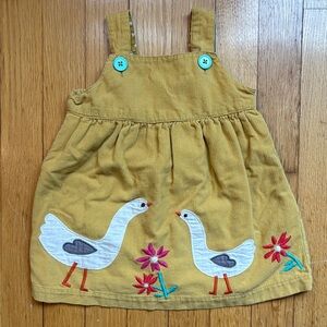 Baby Boden 6-12M Yellow Corduroy Easter Duck Goose Jumper Dress with Flowers